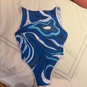 Blue and White Pucci One Piece Swimsuit